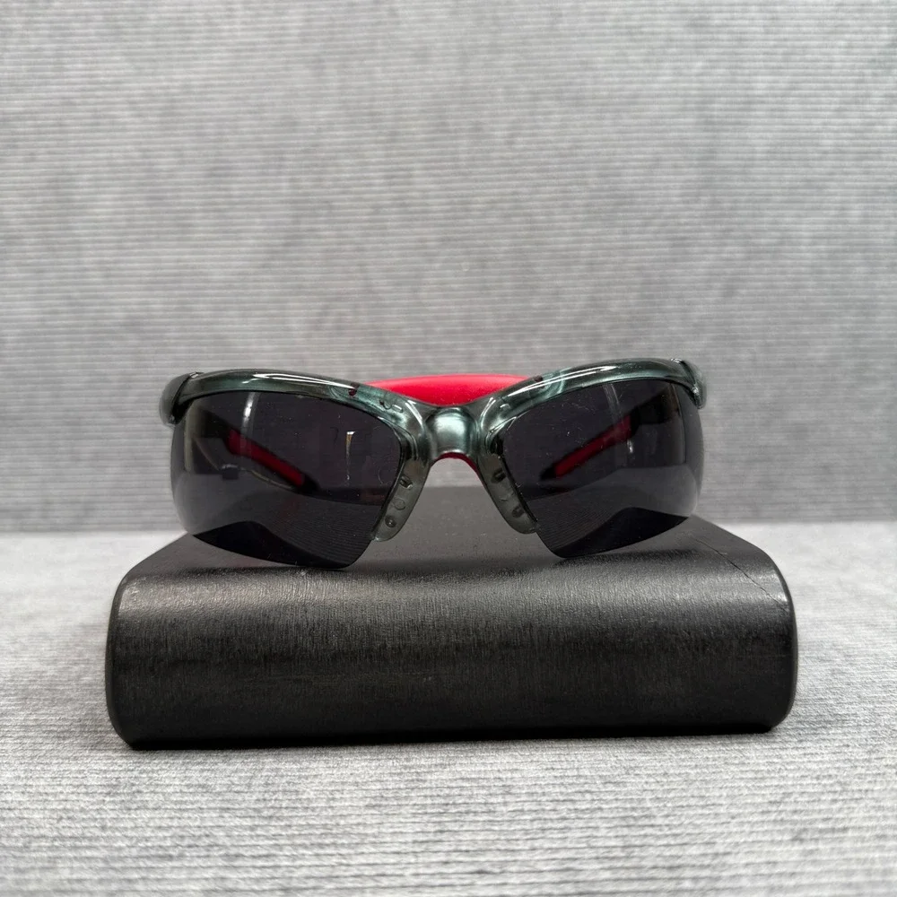 Pro-Grind 2001 Wrap Around Sports Sunglasses‎ Charcoal Red Semi-Rimless Tinted